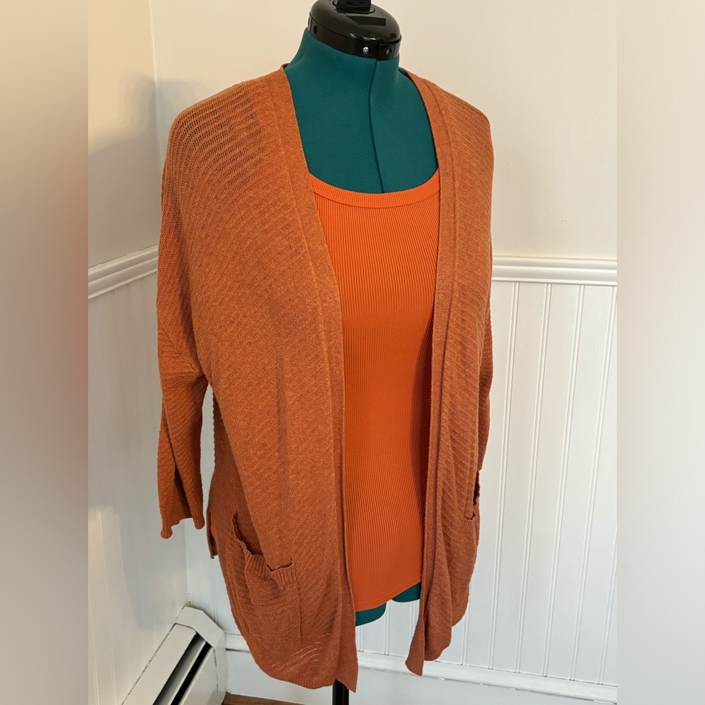 Old Navy Open Front Fly Away Cardigan Sweater in Rust, size Small